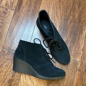 Crocs Black Wedge Booties
